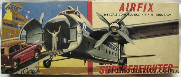 Airfix 1/72 Bristol Superfreighter Type 2 Issue with Silver City Decals and Flyer plastic model kit